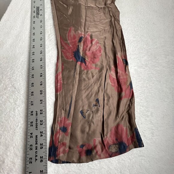 Nicole Womens Brown Floral Print Wide-Leg Pull-On Pants Medium Silk Blend Summer - Picture 11 of 12